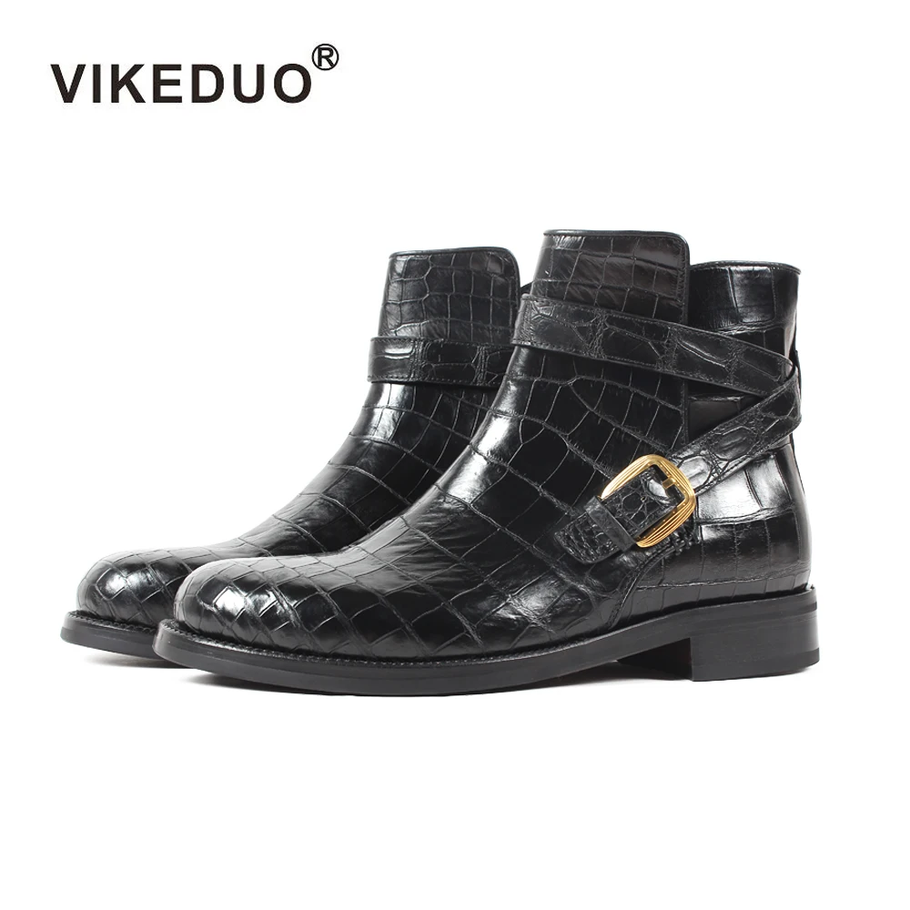 Vikeduo/Классические мужские ботинки из крокодиловой кожи в стиле ретро на заказ