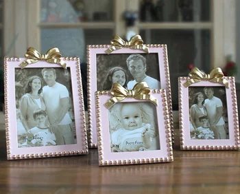 

New Modern European Sytle Lovely Bow Photo Frame On Tabletop Home Decoration Resin Frames Home Decoration Cadre Photo LFB668