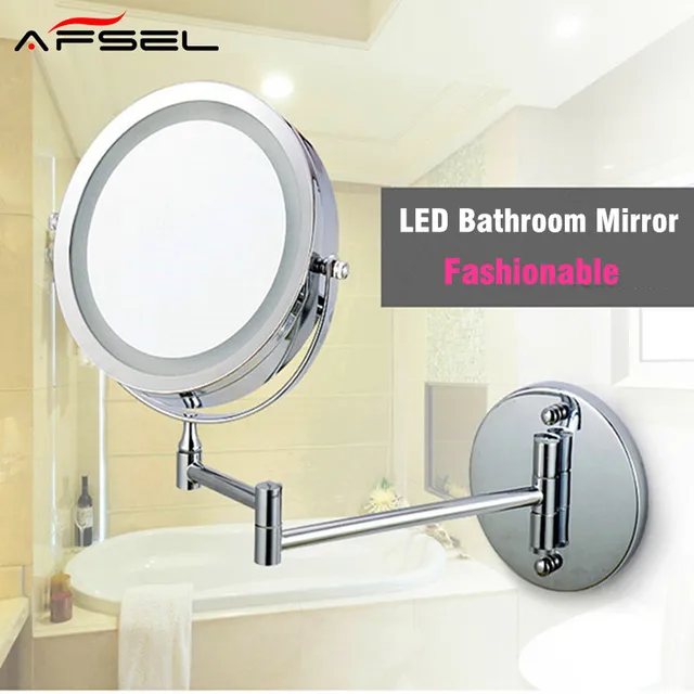 Afsel Makeup Mirrors Led Wall Mounted Extending Folding Double Side Afsel Makeup Mirrors Led Wall Mounted Extending Folding Double Side Light Mirror 10x Magnification Bath