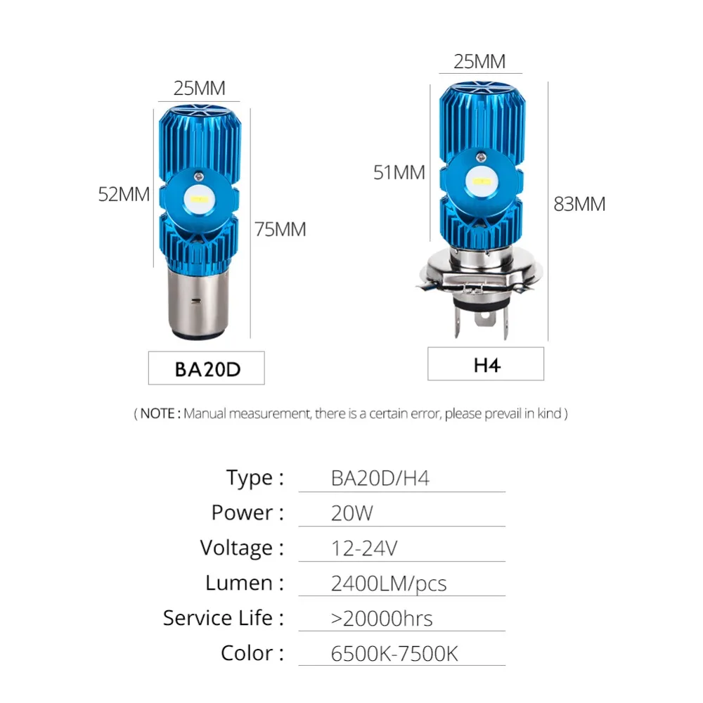 Светодиодный налобный фонарь для мотоцикла Avacom H4 BA20D HS1 12 В 20 Вт 6500 К Белый супер яркий налобный фонарь для мотоцикла скутер Phare Moto