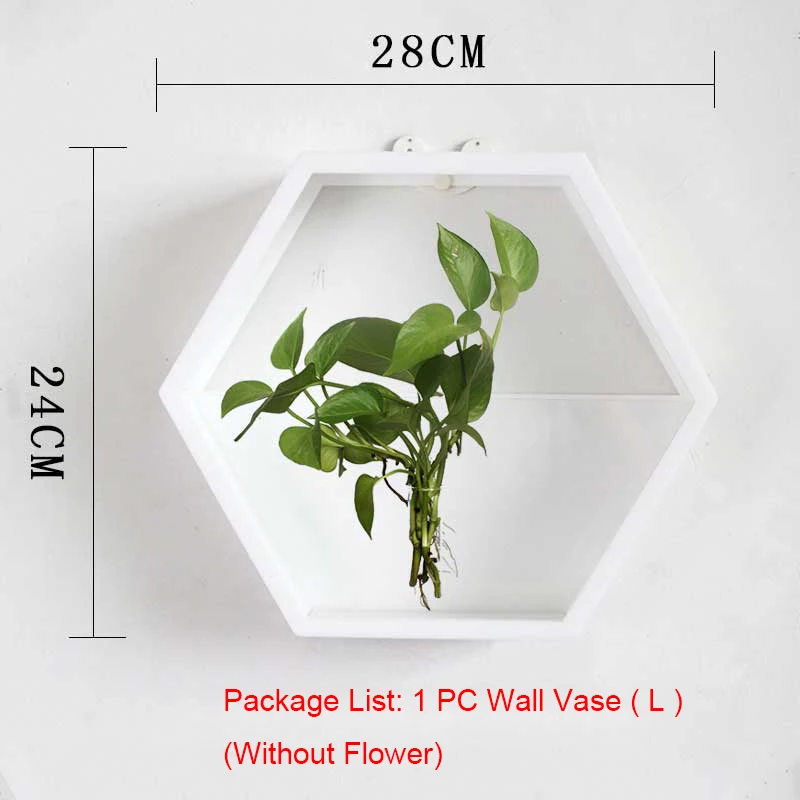 Простая Современная Шестигранная настенная ваза настенный маленький рыбный горшок настольное суккулентное растение гидропонный цветочный горшок креативный домашний декор - Цвет: White L