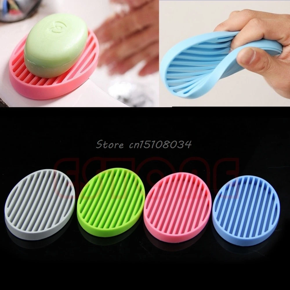 Fashion Silicone Flexible Soap Dish Plate Bathroom Soap Holder G08 Drop
