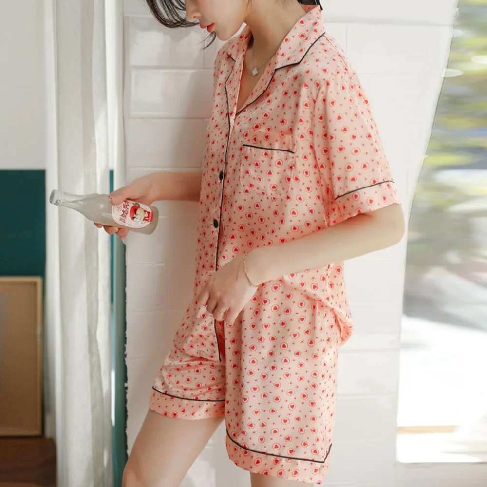 Женская одежда для сна модные мягкие шелковые повседневные пижамные комплекты 2 шт. рубашки и шорты Пижама для женщин домашняя одежда женские пижамы BB3