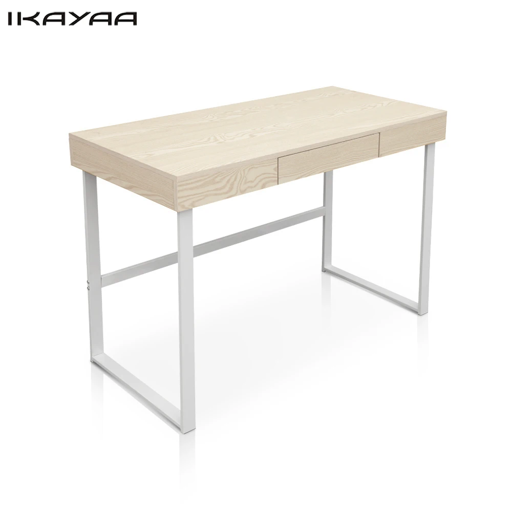 

iKayaa Modern Metal Frame Computer Desk OfficeTable with Drawer Study Writing Desk Office Furniture US FR DE Stock