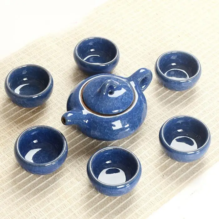 Китайский чайный сервиз, фарфоровый чайник с 6 керамическими чашками, домашние украшения Hogard