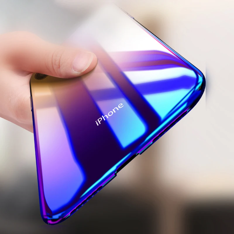 Чехол для телефона Blue ray iPhone XR градиентный Прозрачный жесткий чехол из