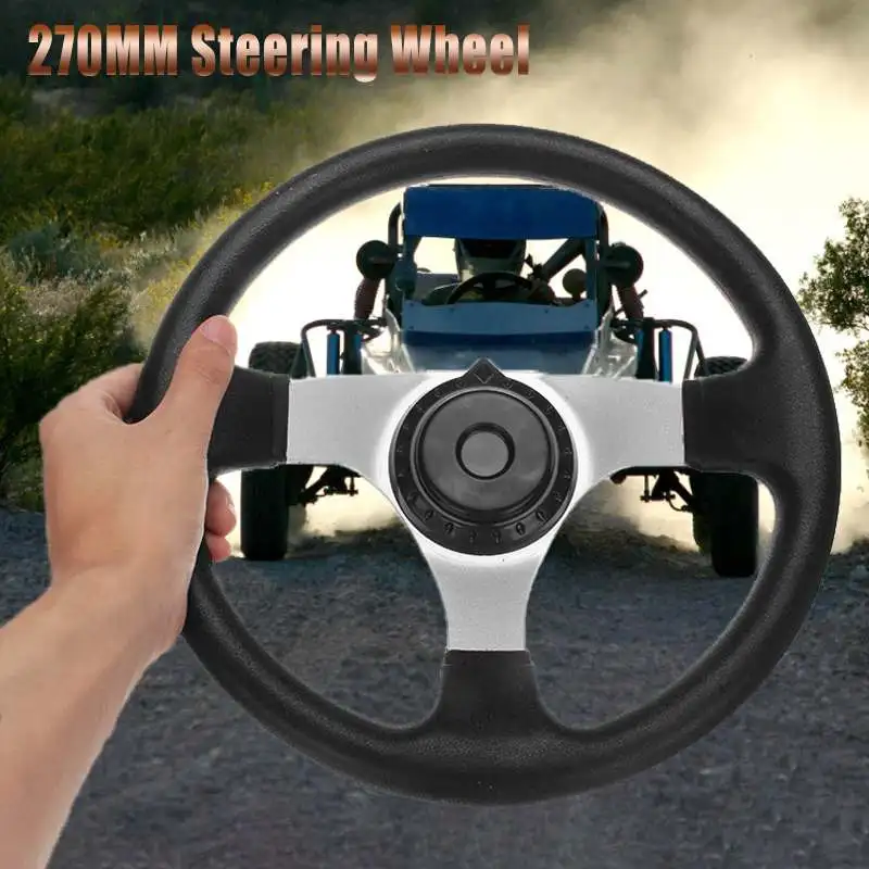 

270mm Anti-slip Car Steering Wheel 3 Bolt Fixing Offroad Project Build Ergonomic Grip For Electric Go Kart Buggy