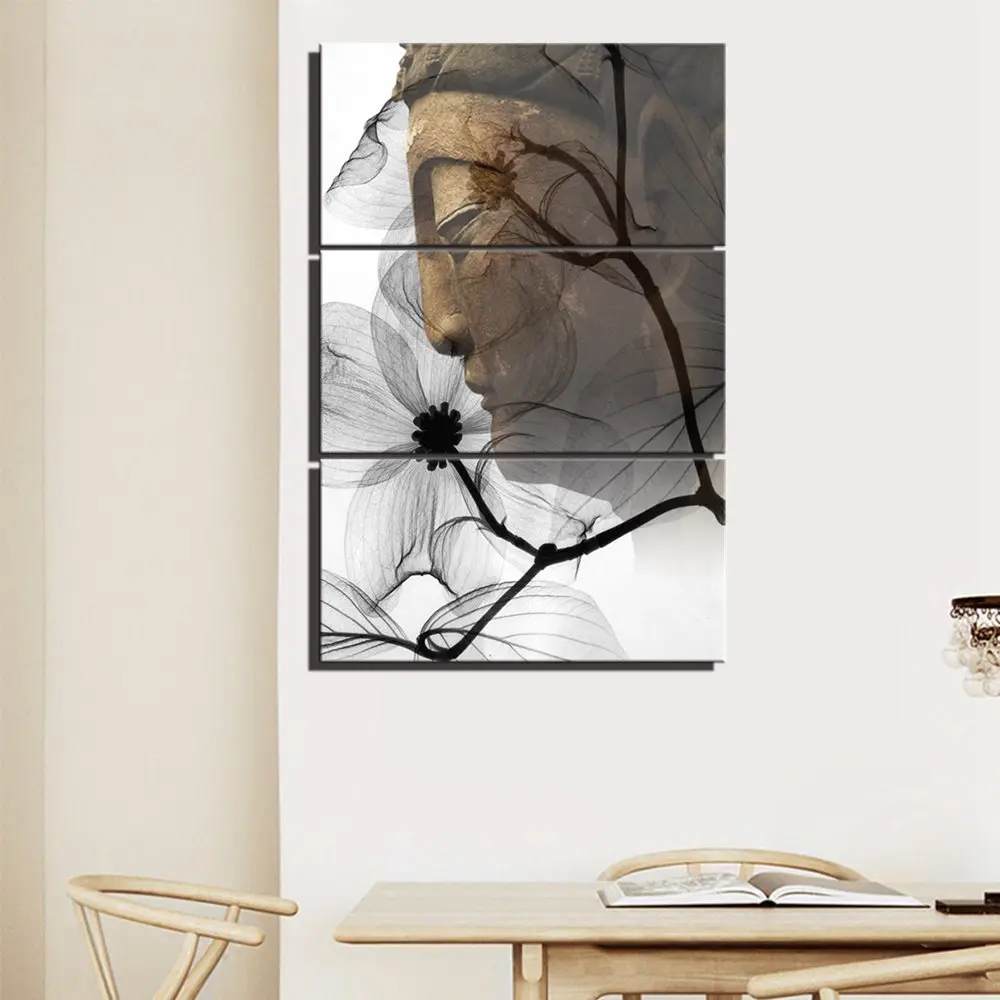 Transparent Buddha Wall Art Black And White Lotus Flowers Wall Art