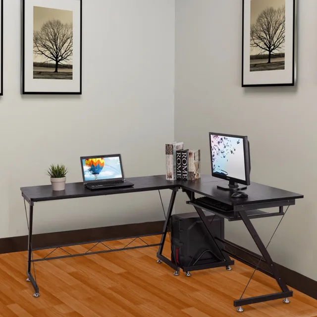Goplus L Shape Corner Computer Desk With Keyboard Shelf Pc Laptop Goplus L Shape Corner Computer Desk With Keyboard Shelf Pc Laptop Table Study Workstation Modern