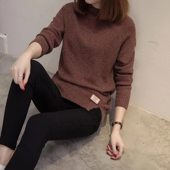

2018 Autumn Winter Cashmere Women Sweaters Long-sleeve Warm Women Solid Pullovers Casual Knit Sweaters LJ0638