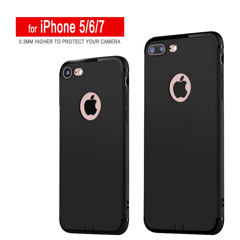 

Luxury Soft Rubbery Matte Phone Case for coque iphone 7 8 Plus 6s 5s SE 6plus Frosted TPU Cover Logo Hole Capinhas Capa Fundas