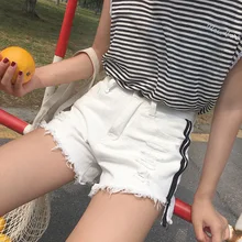 Винтаж летние джинсы, шорты для женщин Повседневное высокая талия джинсовые шорты корейский лоскутное короткие