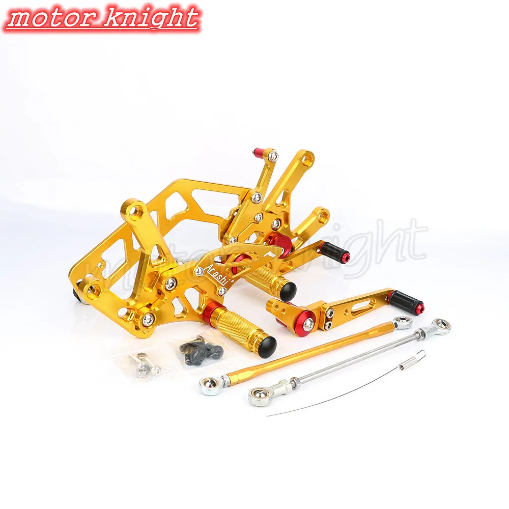 Араши бренд ЧПУ Регулируемая Rearset подножек сзади Наборы для ухода за кожей для Yamaha mt-10 fz-10 - Цвет: gold