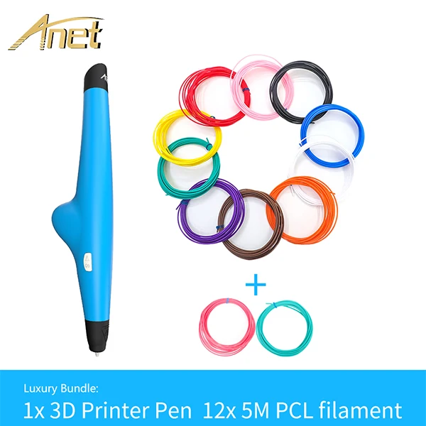 Anet 3d Drawing Pen 1.75mm PCL Filament DIY LED Indicators Low Temperature 3D Pen Printing Pen filament refills for kid Pen 3d - Цвет: VP05 pen add 12rolls