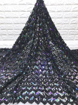 

Good looking design YG-611 special 5 yards/pcs embroidered African french lace net tulle fabric with sequins