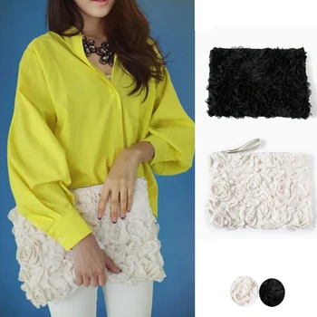 

100pcs/lot Women Handbags Designers Brands Lady lace rose Day Clutch Brief Fresh Flower Evening Bag Envelope Bag