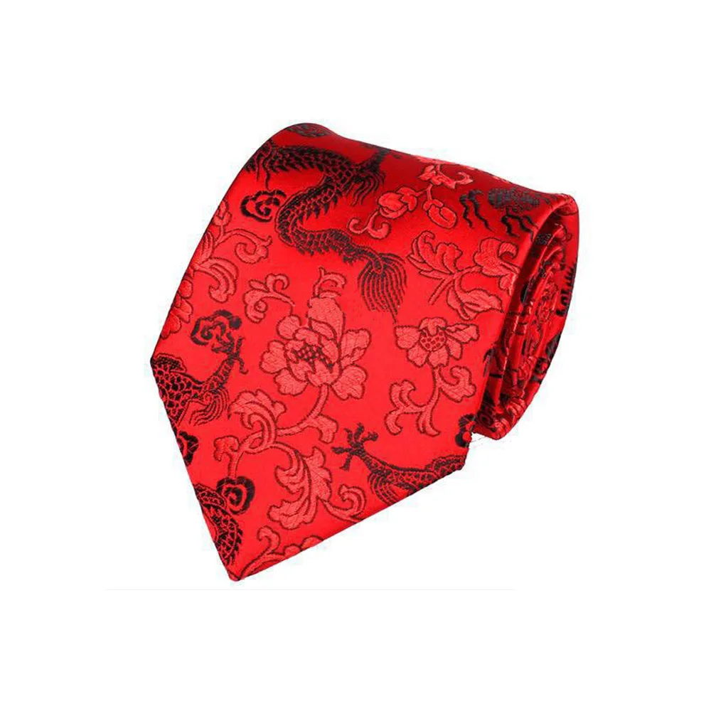 Мужские галстуки китайский стиль Дракон цветочный жаккард 9 см широкие галстуки Свадебная вечеринка