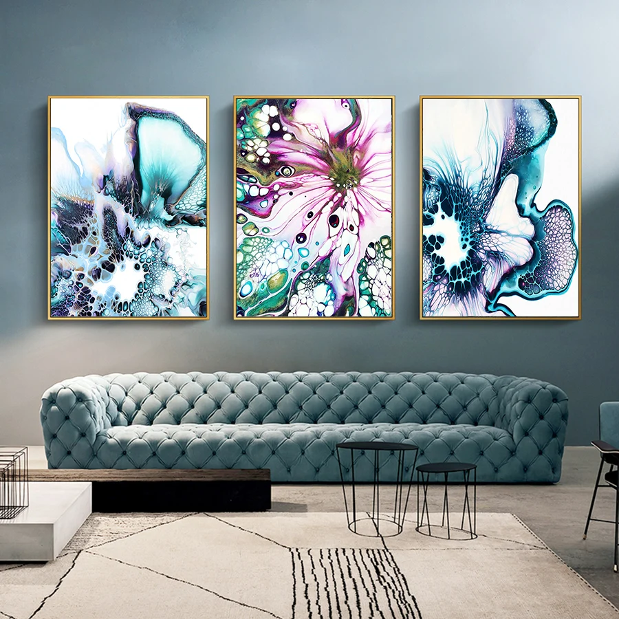 1 - Abstract Art Wall Posters and Print Cuadro Colorful Abstract Marble Texture Pictures for Living Room Study Canvas Painting Decor