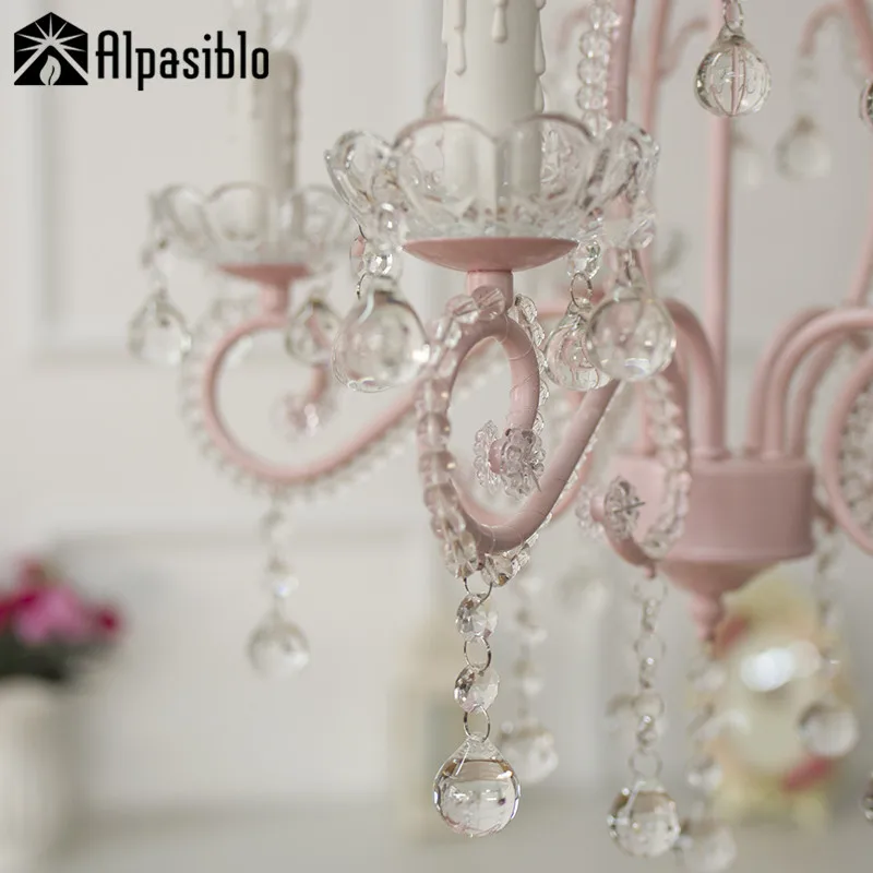 Розовый или белый деревенский хрустальный бисер люстра-фонарь для спальни детская настоящая принцесса Тиффани Подвески Домашнее освещение лампа для помещений