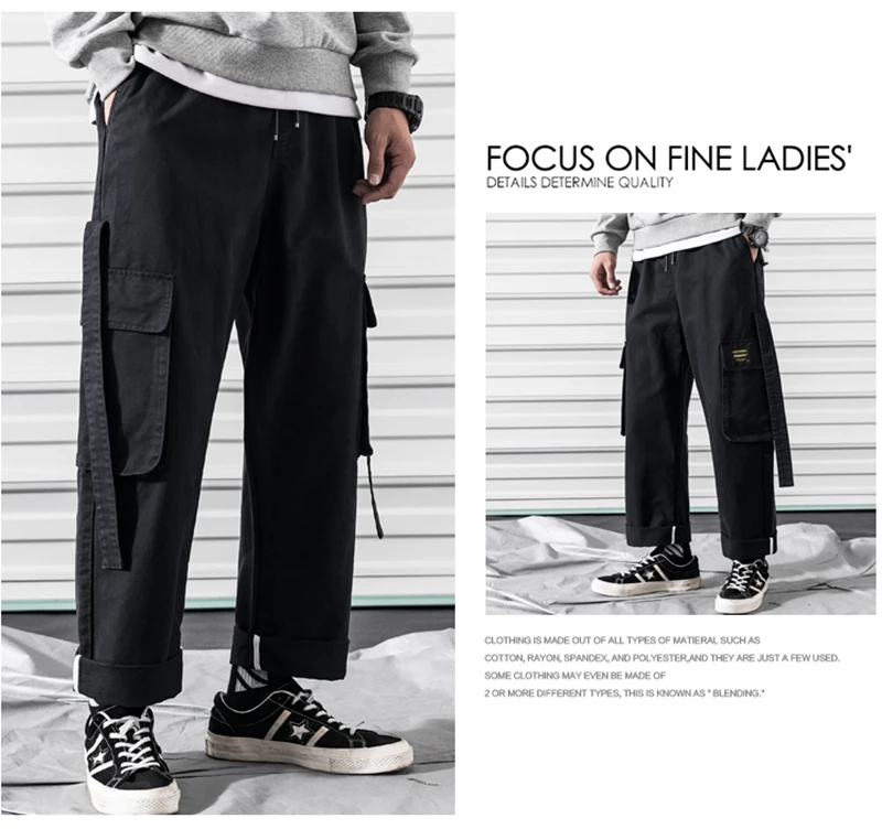 Korean Streetwear Harajuku Pants Men Fashion Street Style Cargo Pants  (24)