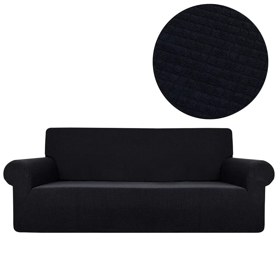 Евро чехлы для диванов, супер мягкие флисовые тканевые чехлы для диванов, угловые чехлы для диванов для гостиной, чехлы для диванов - Цвет: black