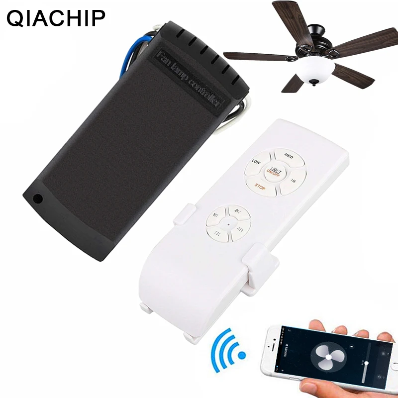 

QIACHP Wifi Ceiling Fan Smart Remote Control Switch Timer Fan Speed Dimmer Controller Works With Alexa Google Home AC 110V 220V