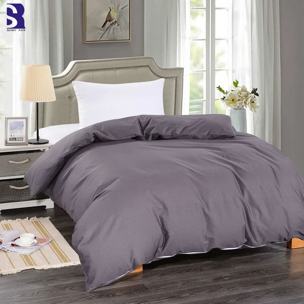 Sunnyrain 1 Piece Solid Color Cotton Duvet Cover Use For Weighted