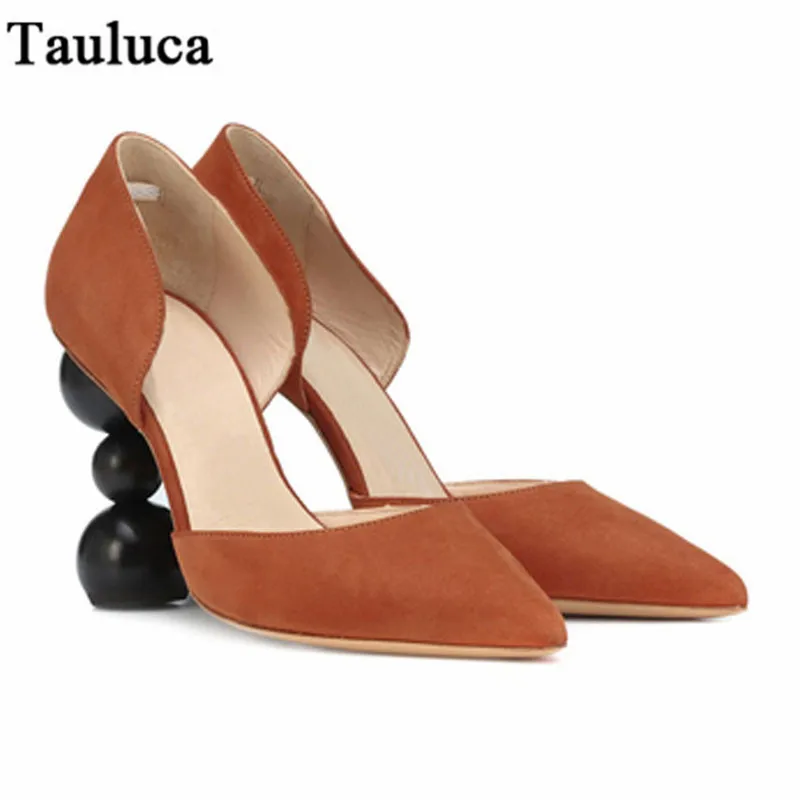 

Women New Three-ball Shape Rough With Baotou High Heels Pumps Female Pointed Toe Suede Office Ladies Shoes 10cm Chaussures Femme