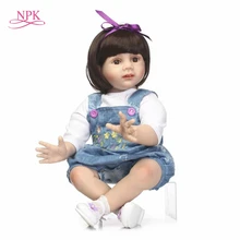 NPK 2" 60 см reborn Baby girl Силиконовые Куклы reborn lifelike bebe Новорожденные куклы принцессы с модной джинсовой юбкой