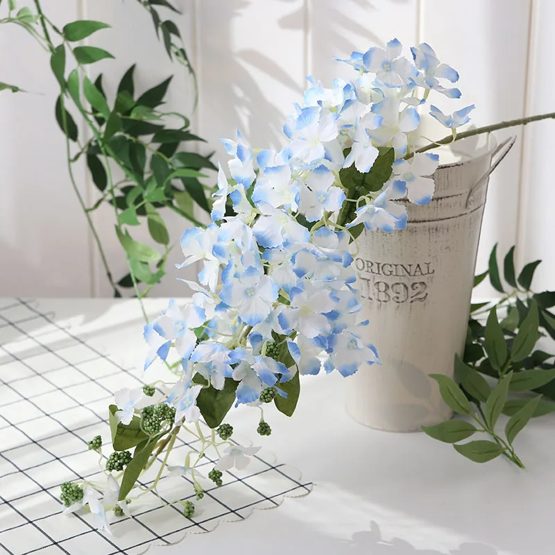 JAROWN Simulation Long Hydrangea Wedding DIY Decorative Flower Home Party Decorations Flores Artificial Silk Fake Flowers (7)