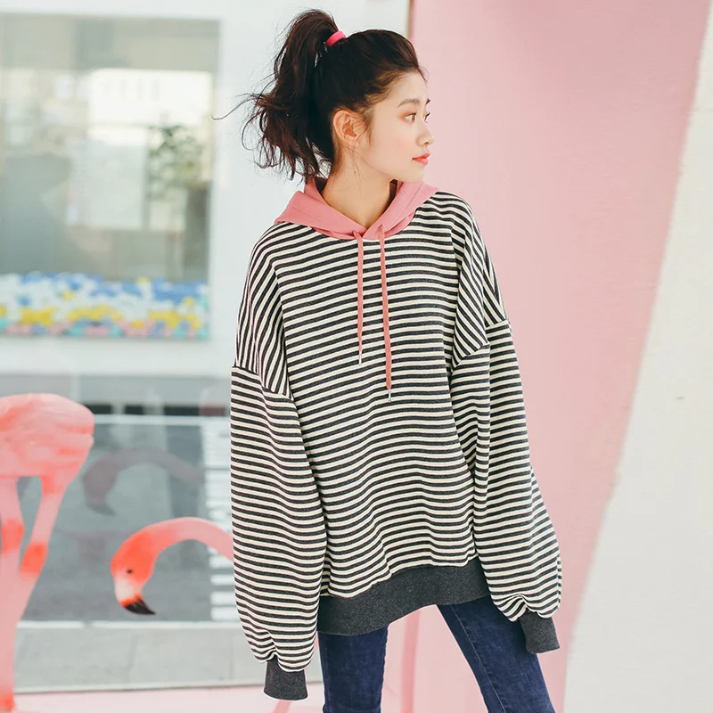 women's striped hooded shirts & tops