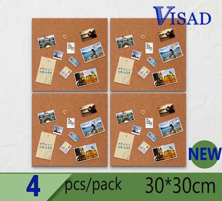 4 pcs/pack Cork Board brown Bulletin Board 4pcs Cork Message Nail Style notice board 30*30cm
