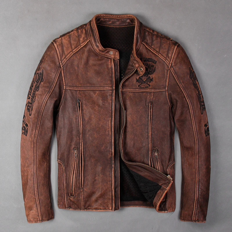 LIVE TO RIDE SINCE 1988 SKULL GENUINE COW LEATHER JACKET