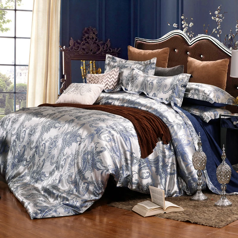 Conjunto de cama europeu jacquard luxo mancha