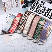 Women Jeans Belt Fashion Letter Printed Unisex Double D Ring Canvas Strap Female Long Belts For girl Jeans decoration Belts H101