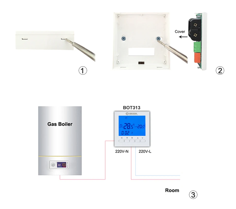 2 шт. программируемый газовый котел термостат 220 В Электрический терморегулятор ЖК-экран регулятор температуры BOT-313W Beok