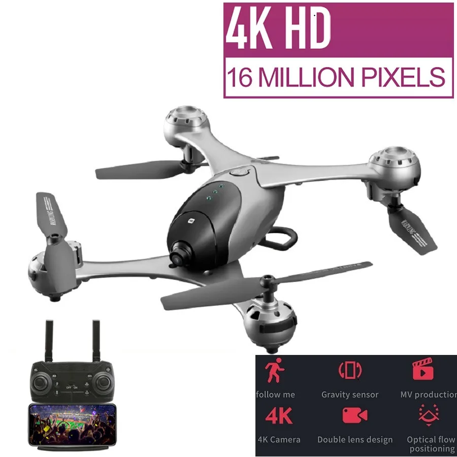 Mejor 4 K/1080 P RC Drone HD cardán Cámara Dual Drone WIFI FPV Quadcopter remoto Control sigue en me modo de seguimiento