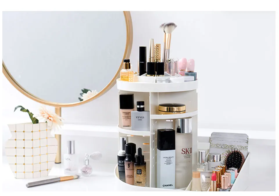Cosmetic Organizer 360 Rotating Makeup Organizer Plastic Storage Box Acrylic Transparent Brush Holder Lipstick Nail Polish Case  (11)