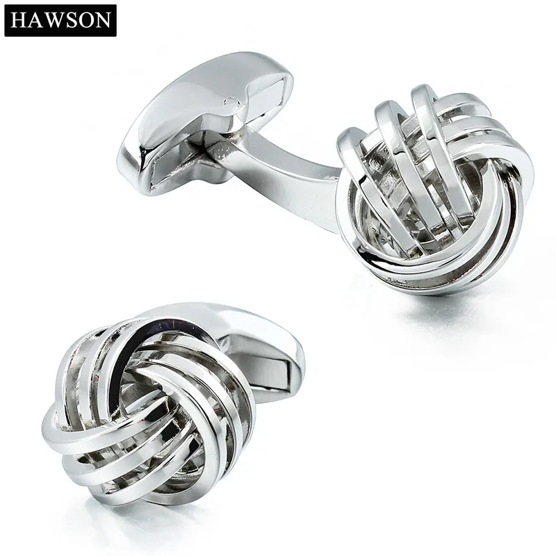 

HAWSON Metal Cufflinks for Mens Round Knot Cuff links Fastener Button Men Suit Shirt