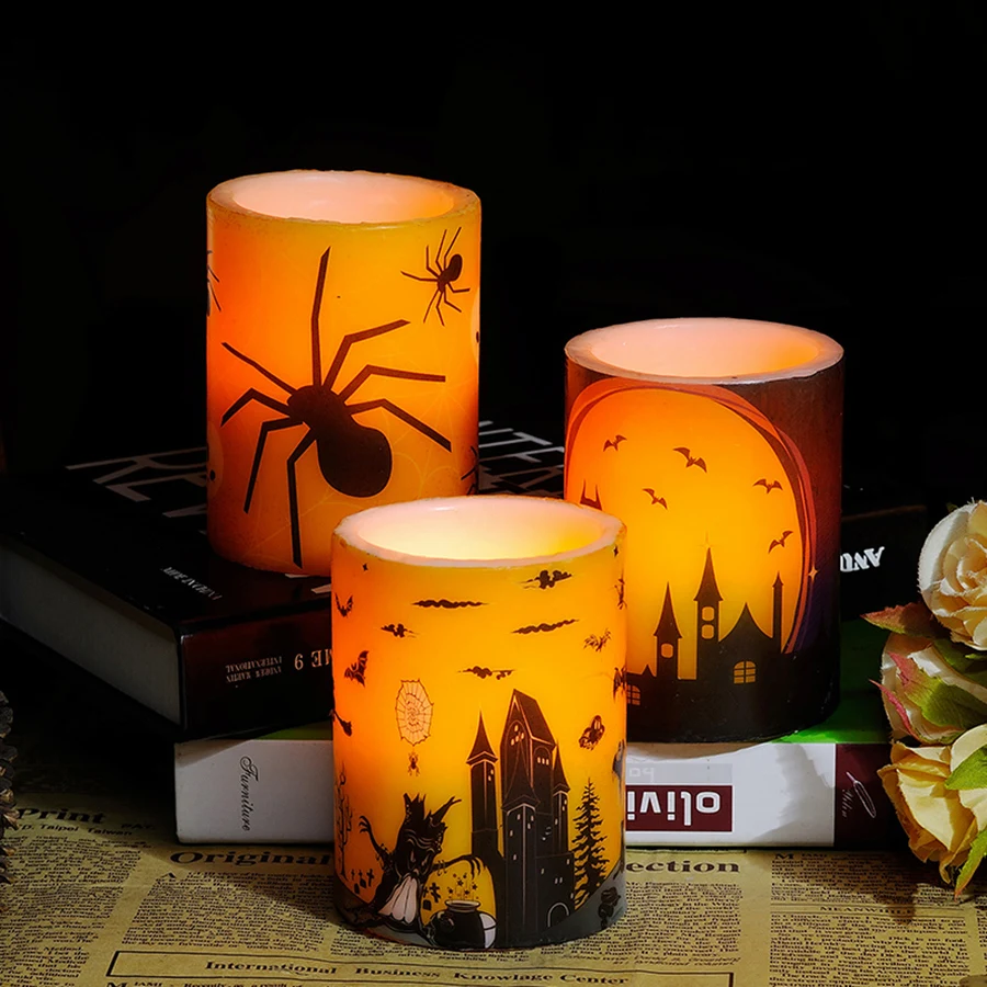 

Halloween Pattern Led Candle Light Electronic Design Candle Party Decoration General Tools Wachskerzen Birthday Candles LKK057
