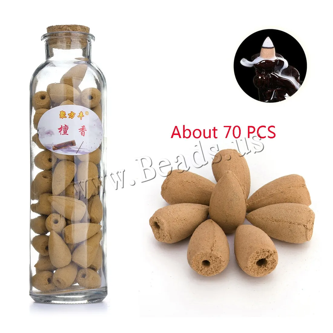 70pcs/Box Incense Cones Incense Holder Pagoda Incense Health Hollow Cones Handmade Joss Sticks Tibetan Sandalwood Spice Tray