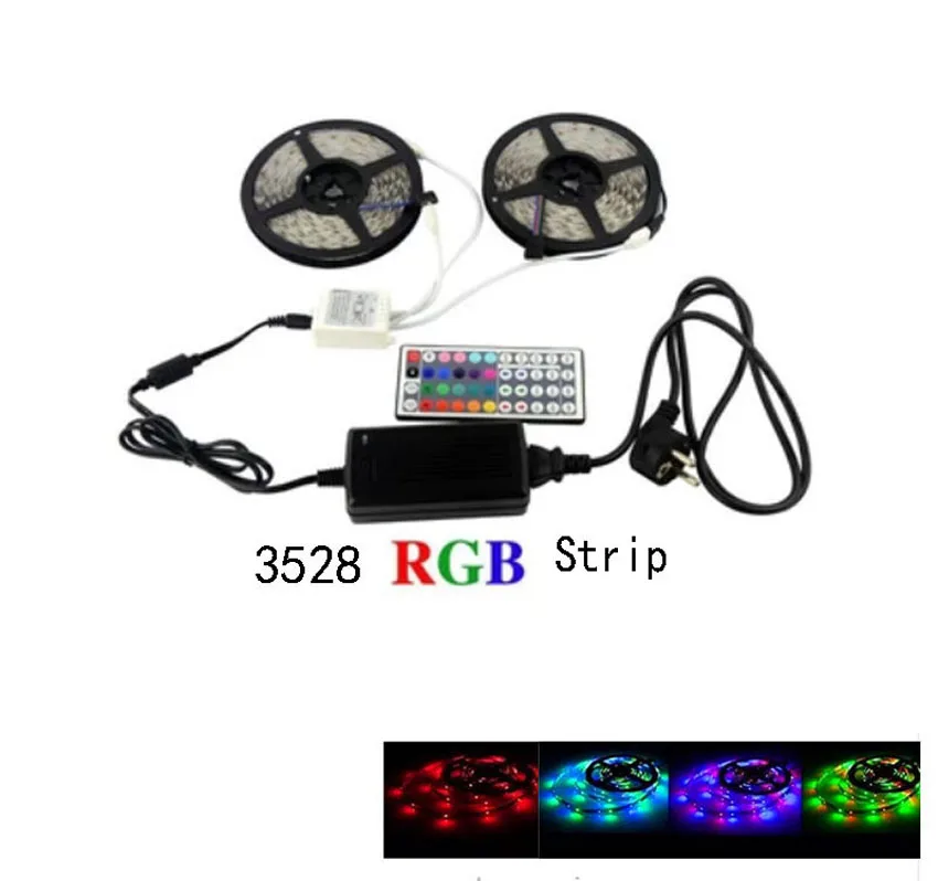 10 м 3528 Светодиодные ленты RGB без/Водонепроницаемый 60 Светодиодный s/m SMD Светодиодные ленты e неоновый свет + DC12V адаптер питания + 44Key/музыка