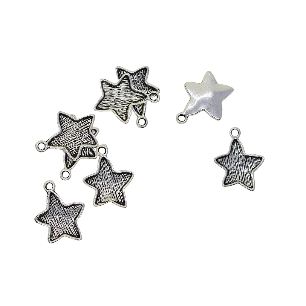 100pcs Antique Tibetan Style 20x15mm Alloy Star Pendant Cabochon Bezel Settings Trays Cabochon Frame DIY Jewelry Making Charms