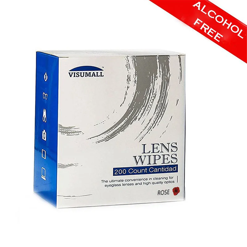 

VISUMALL Alcohol-free pre-moistened anti-static anti-fog lens cleaning wipes cloths phone screen glasses camera 200 wipes ROSE