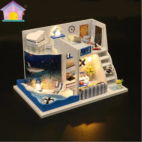 

M040 Miniature Diy Puzzle villa Model Wooden Building Dollhouse Toys Birthday Gifts Hongda New arrive