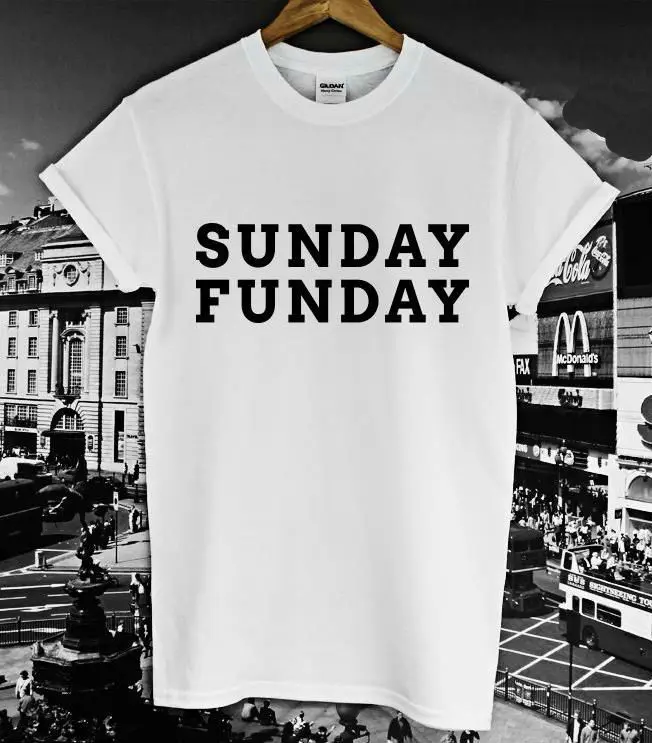 Женская футболка с надписью SUNDAY FUNDAY хлопковая Повседневная забавная для леди