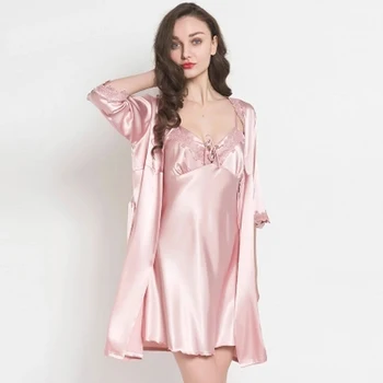 

Sexy Halter Pajamas Sets Women's Summer Two-piece Sleeping Slip Silk Sleeping Lace Set Fashion Spring Autumn Home Clothing