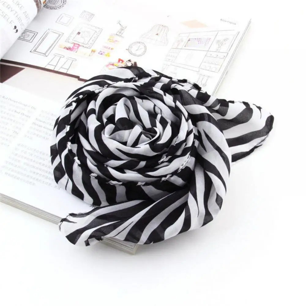 GOOTRADES модный длинный шифоновый шарф с принтом зебры для женщин и девочек, мягкая гладкая шаль