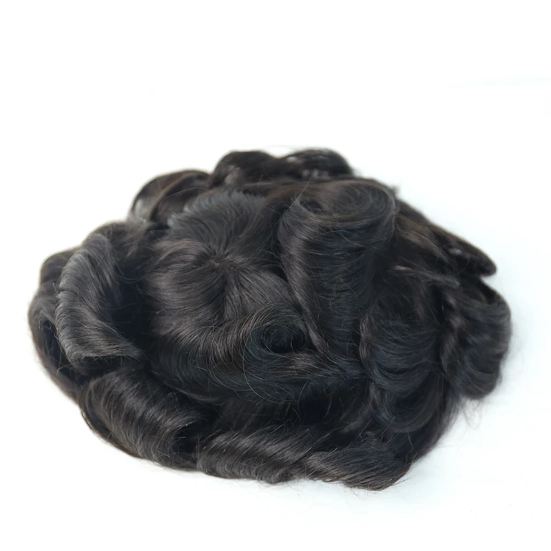 Suíço com Pele Sistema de Substituição para Homens Peruca Masculina Laço Toupees Cabelo Humano 100% Natural Remy Dolago 10x8' 5 Cheap Topetes