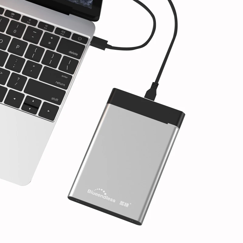 2TB, Black Portable Hard Drive Esterno Type-C/USB 2.0 HDD for Mac Laptop PC 2TB External Hard Drive 